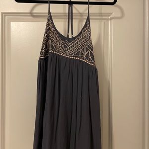 Grayish blue tank with light pink embellishments